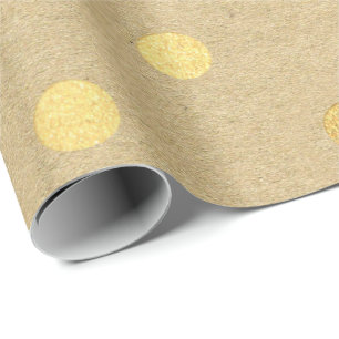 Papel De Regalo Big Polka Dots Kraft Gold Elegant Minimant