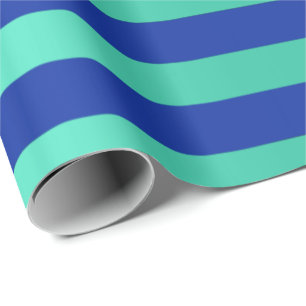 Papel De Regalo Big Stripes Lines Indigo Cobalt Blue Water Aqua