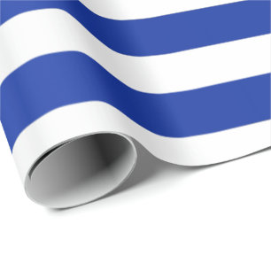 Papel De Regalo Big Stripes Saint Tropes Cobalt Indigo Azul Blanco