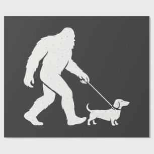 Papel De Regalo Bigfoot Caminando Dachshund Divertido Wiener Dog D