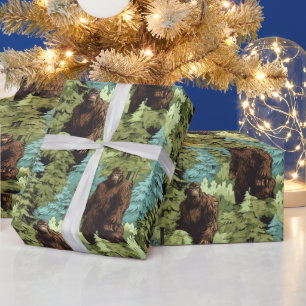 Papel De Regalo Bigfoot Gruñón en lo Profundo del Bosque