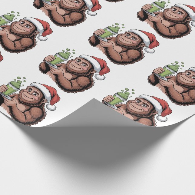 Papel De Regalo Bigfoot Santa Funny Sasquatch Holding Matcha Xmas (Esquina)