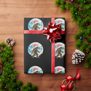 Papel De Regalo Bigfoot Sasquatch Santa Luna Navidad Luces Navidad