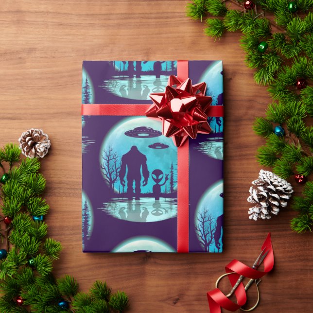 Papel De Regalo Bigfoot UFO Alien (Regalo de vacaciones)