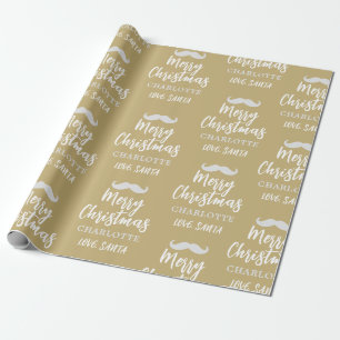 Papel De Regalo Bigote de Santa Claus Personalizado Navidad de Oro