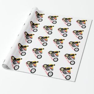 Papel De Regalo BIKER CHICK sentado en su motocicleta