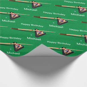 Papel De Regalo Billiard Balls Pool Stick Cumpleaños Personalizad