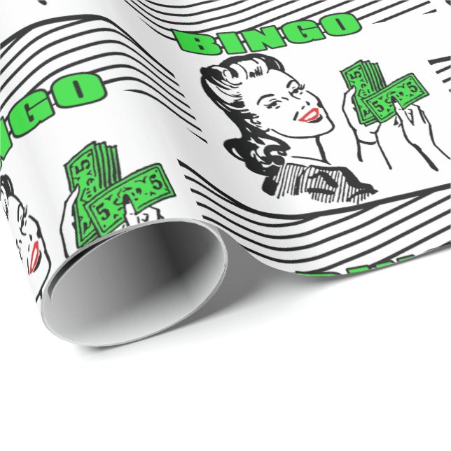 Papel De Regalo Bingo Lady con dinero (Esquina del rollo)