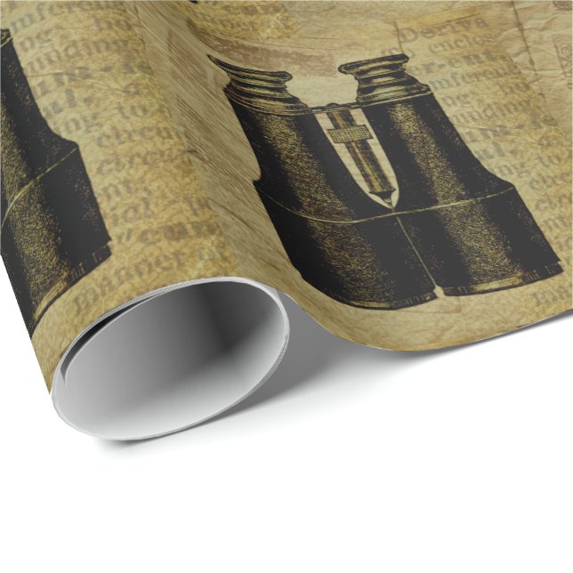 Papel De Regalo Binoculares Día de los Padres Cumpleaños (Esquina del rollo)