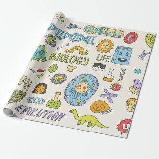 Papel De Regalo Biology. Hand drawn. Vintage illustration.