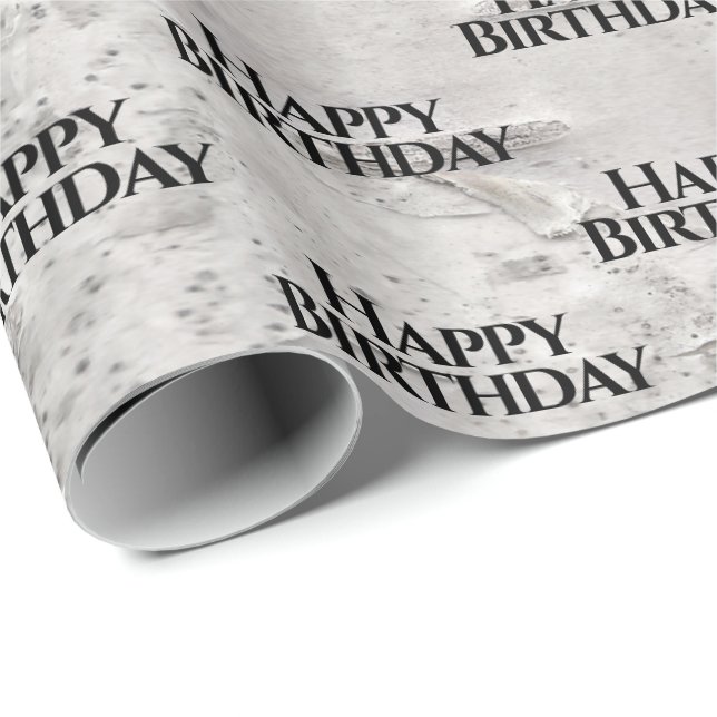 Papel De Regalo Birch Bark Texture Cumpleaños (Esquina del rollo)