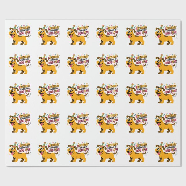 Papel De Regalo Birthday Dog Love Party Illustration (Superficie plana)