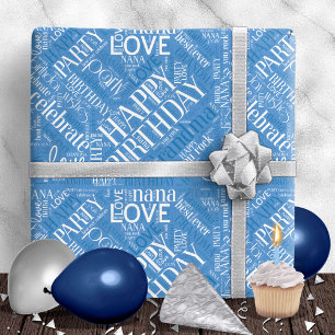 Papel De Regalo Birthday Word Cloud Grandma Blue ID276