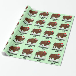 Papel De Regalo Bisonte en un gorra de Santa en el personalizable