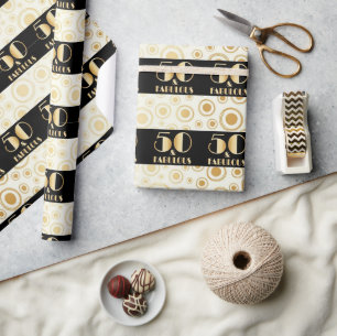 Papel De Regalo Black and gold glitter, happy birthday, script