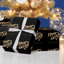 Black and Gold Look Script Feliz Navidad