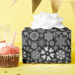 Papel De Regalo Black And Gray Retro Floral Art Seamless Pattern