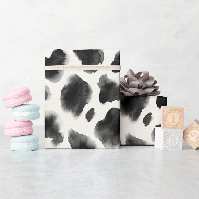 Papel De Regalo Black and White Cow Print Pattern (Baby Shower)