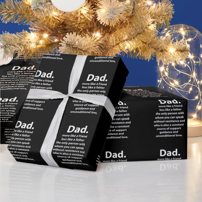 Papel De Regalo Black and White Dad Daddy Quote Birthday (Vacaciones)
