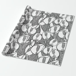 Papel De Regalo Black And White Peace Lily Pattern