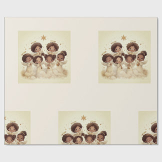 Papel De Regalo Black Angel Christmas Choir Wrapping Paper 1