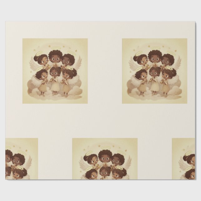 Papel De Regalo Black Angel Christmas Choir Wrapping Paper 2 (Superficie plana)