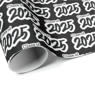 Papel De Regalo Black Bold Brush Class of 2025 Wrapping Paper