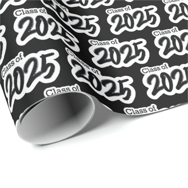 Papel De Regalo Black Bold Brush Class of 2025 Wrapping Paper (Esquina del rollo)
