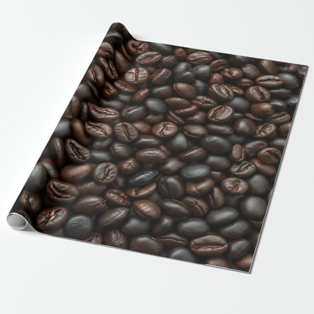 Papel De Regalo Black Brown Coffee frijoles (Desenrollado)