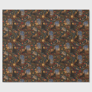 Papel De Regalo Black Cat Christmas Wrapping Paper
