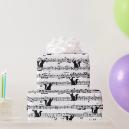 Papel De Regalo Black Cat On Sheet Music