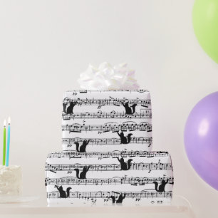 Papel De Regalo Black Cat On Sheet Music