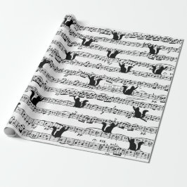Papel De Regalo Black Cat On Sheet Music