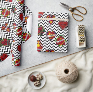 Papel De Regalo Black Chevron Mom Tattoo