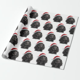 Papel De Regalo Black English Cocker Spaniel Dog with Santa Hat