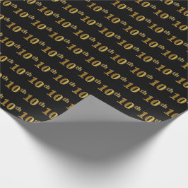 Papel De Regalo Black, Faux Gold 10th (Décimo) Event