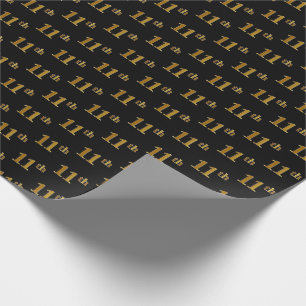 Papel De Regalo Black, Faux Gold 11th (Undécimo) Event