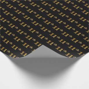 Papel De Regalo Black, Faux Gold 11th (Undécimo) Event