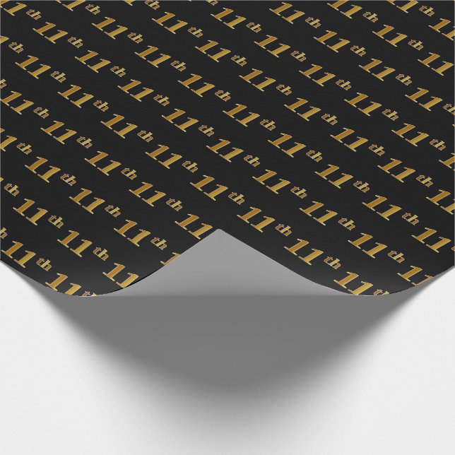 Papel De Regalo Black, Faux Gold 11th (Undécimo) Event (Esquina)