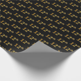 Papel De Regalo Black, Faux Gold 12th (12º) Event