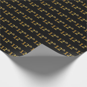 Papel De Regalo Black, Faux Gold 12th (12º) Event