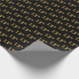 Papel De Regalo Black, Faux Gold 13th (Decimotercera) Event