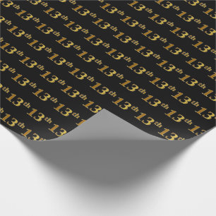 Papel De Regalo Black, Faux Gold 13th (Decimotercera) Event