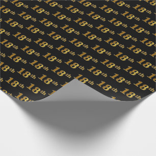Papel De Regalo Black, Faux Gold 18th (Octavo) Event