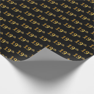 Papel De Regalo Black, Faux Gold 19th (Noveno) Event