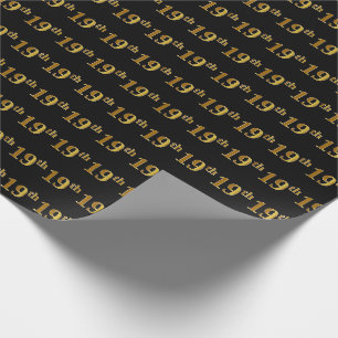 Papel De Regalo Black, Faux Gold 19th (Noveno) Event
