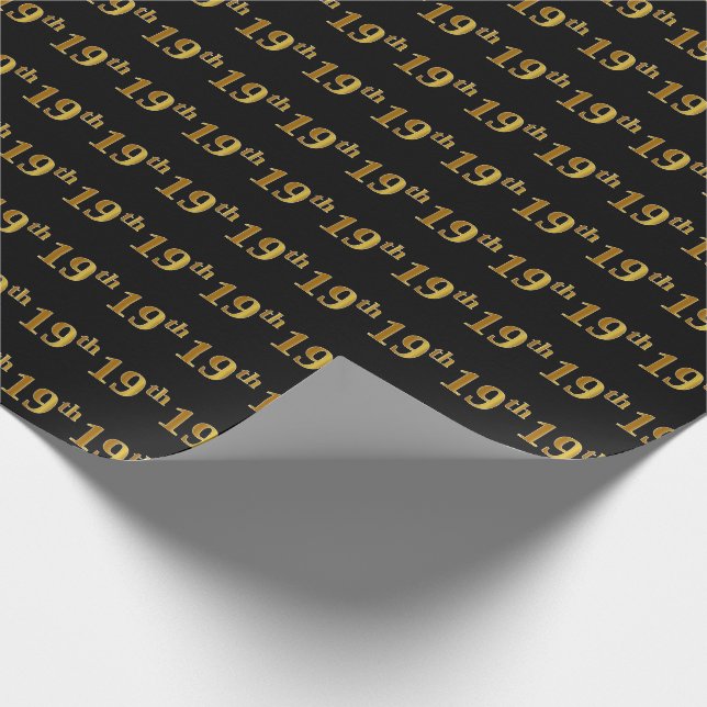 Papel De Regalo Black, Faux Gold 19th (Noveno) Event (Esquina)