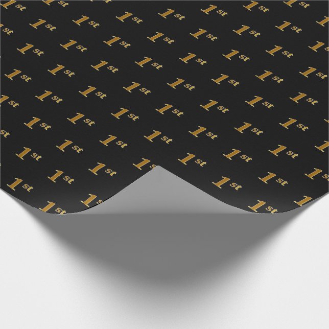 Papel De Regalo Black, Faux Gold 1st (First Event) (Esquina)