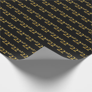 Papel De Regalo Black, Faux Gold 22nd (Veintidós) Event