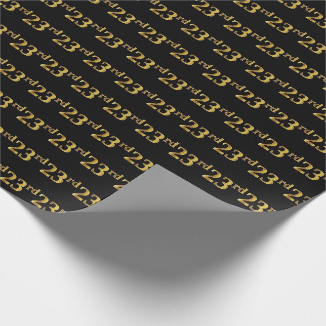 Papel De Regalo Black, Faux Gold 23rd (23er) Event (Esquina)